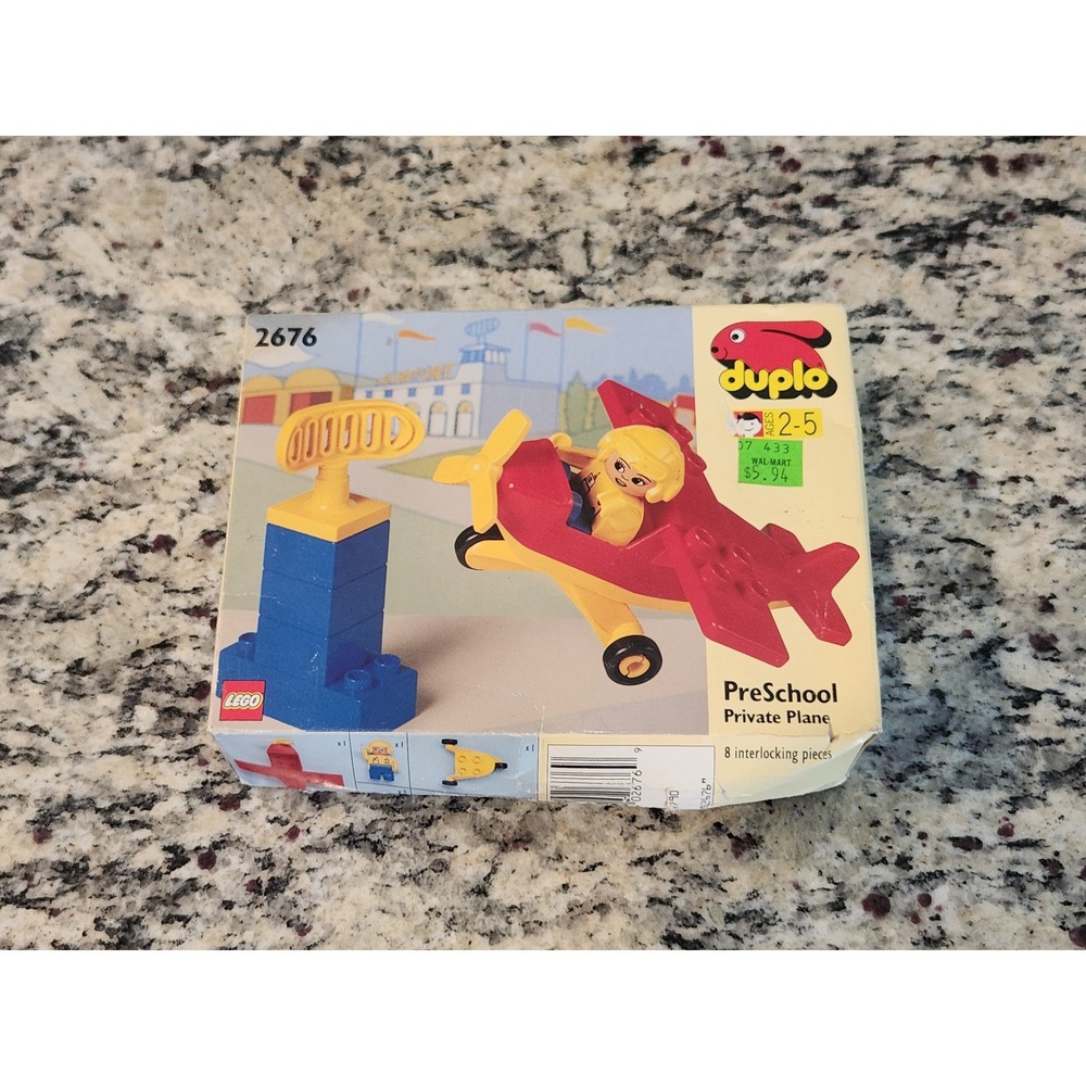 Vintage LEGO Duplo PreSchool Private Plane 2676 Red Airplane Pilot Figure NEW